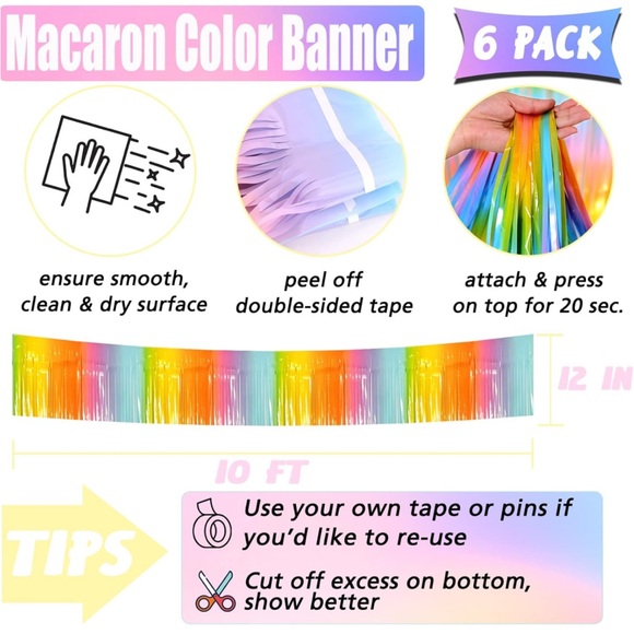 New, 6 Pack of 10’ Foil Fringe Garland for Floats/Backdrops - Picture 2 of 4